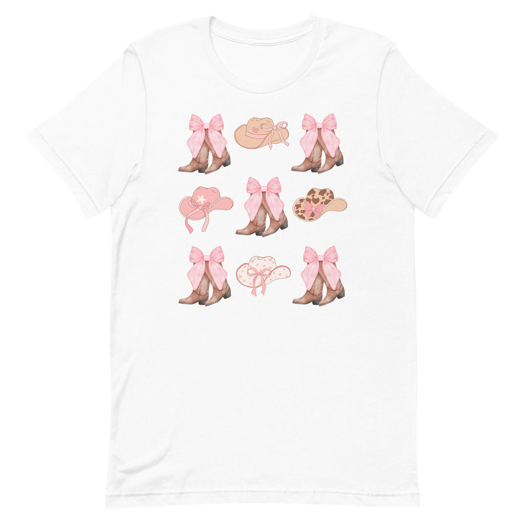 Pink Bows Western Shirt: Coquette Cowgirl Boots Tee