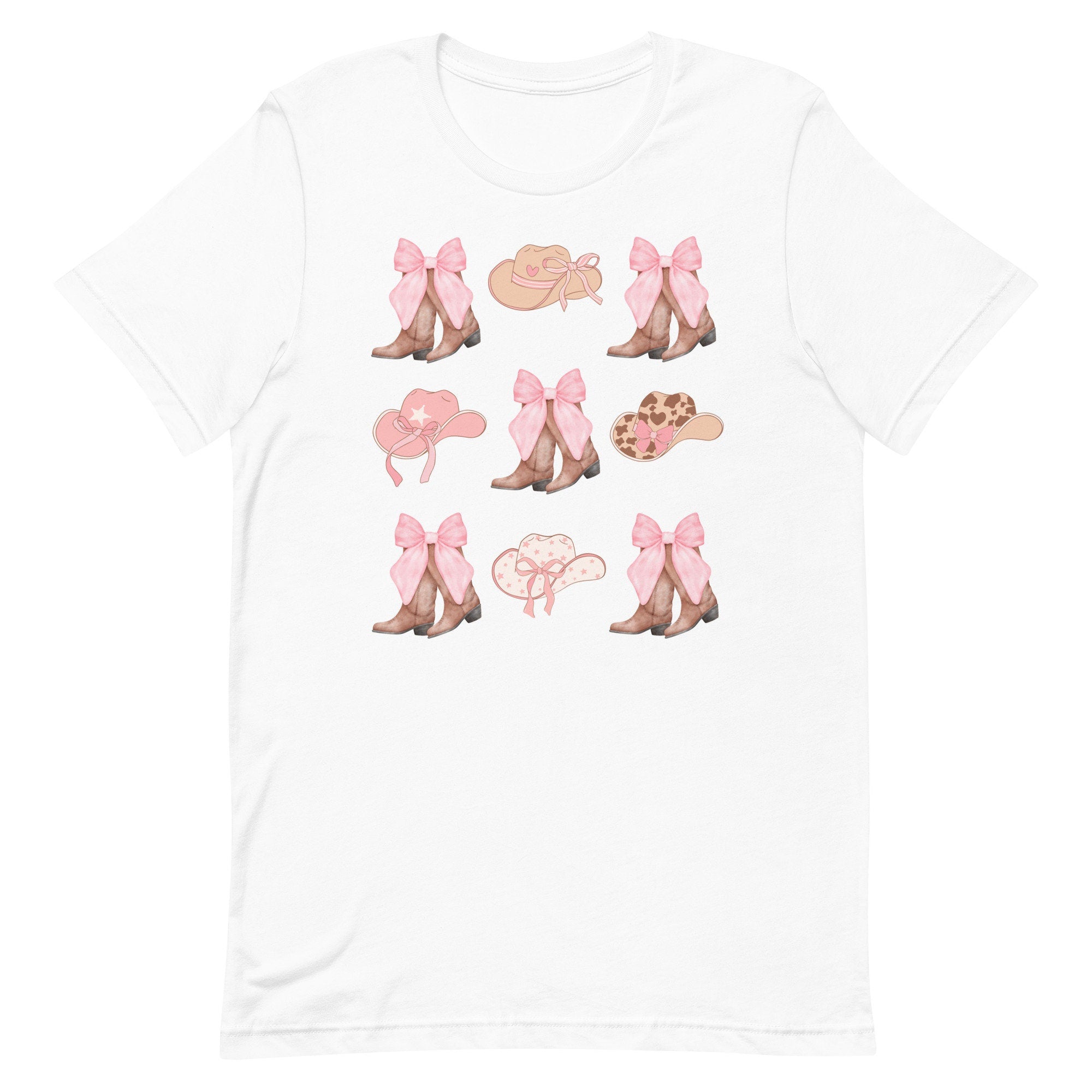 Pink Bows Western Shirt: Coquette Cowgirl Boots Tee