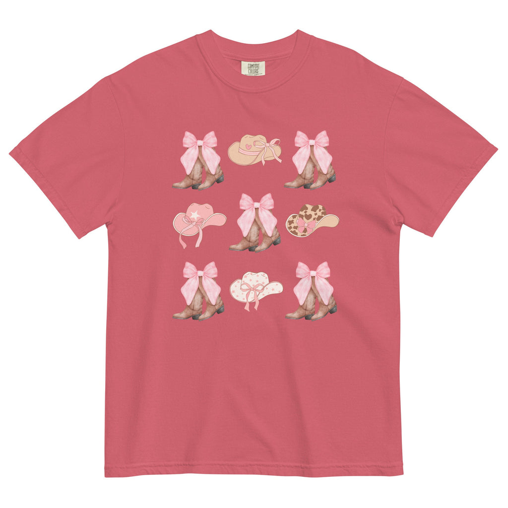 Western Comfort Colors pink bows and boots Shirt Coquette Cowgirl Boots & Hats Tee