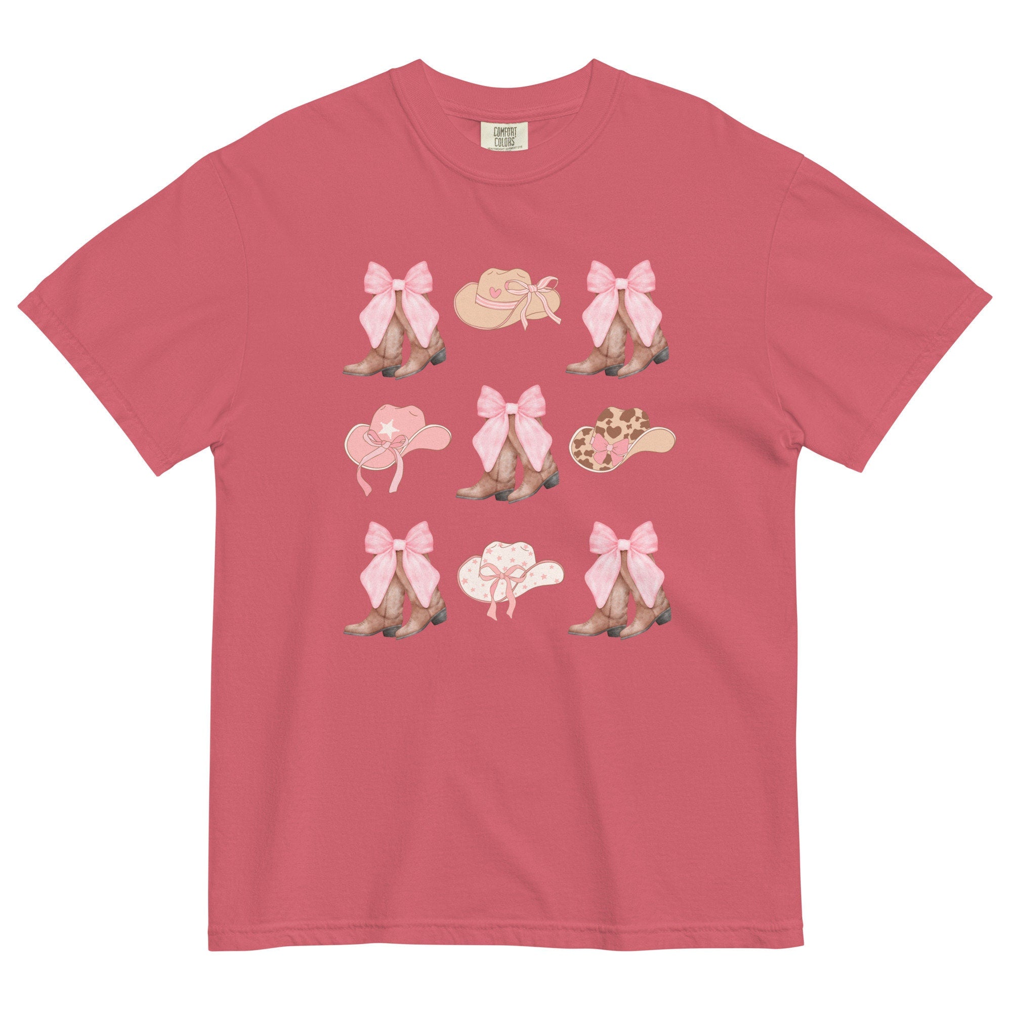 Western Comfort Colors pink bows and boots Shirt Coquette Cowgirl Boots & Hats Tee