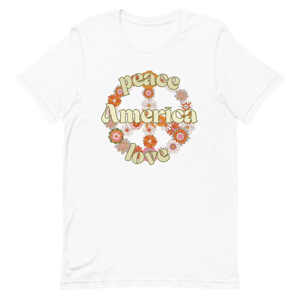 Retro Peace Sign America T-Shirt: Groovy American Tee