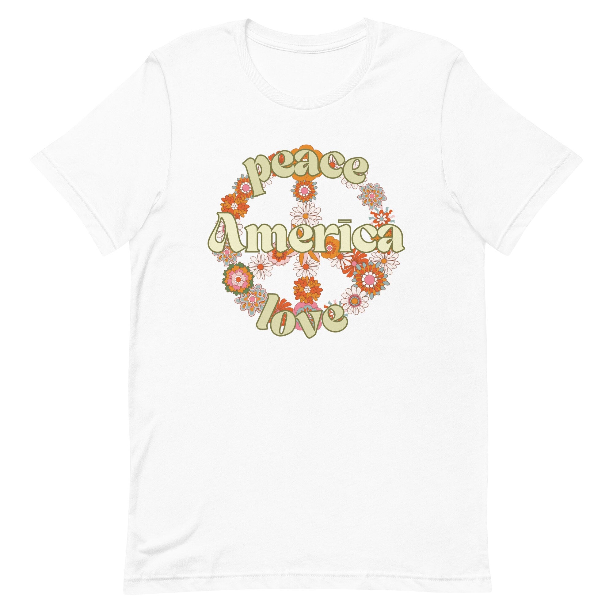 Retro Peace Sign America T-Shirt: Groovy American Tee