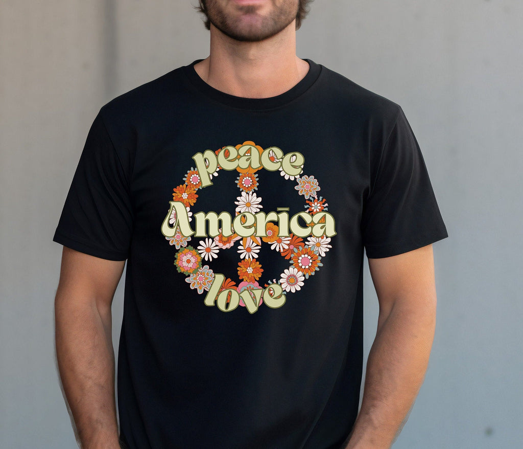 Retro Peace Sign America T-Shirt: Groovy American Tee