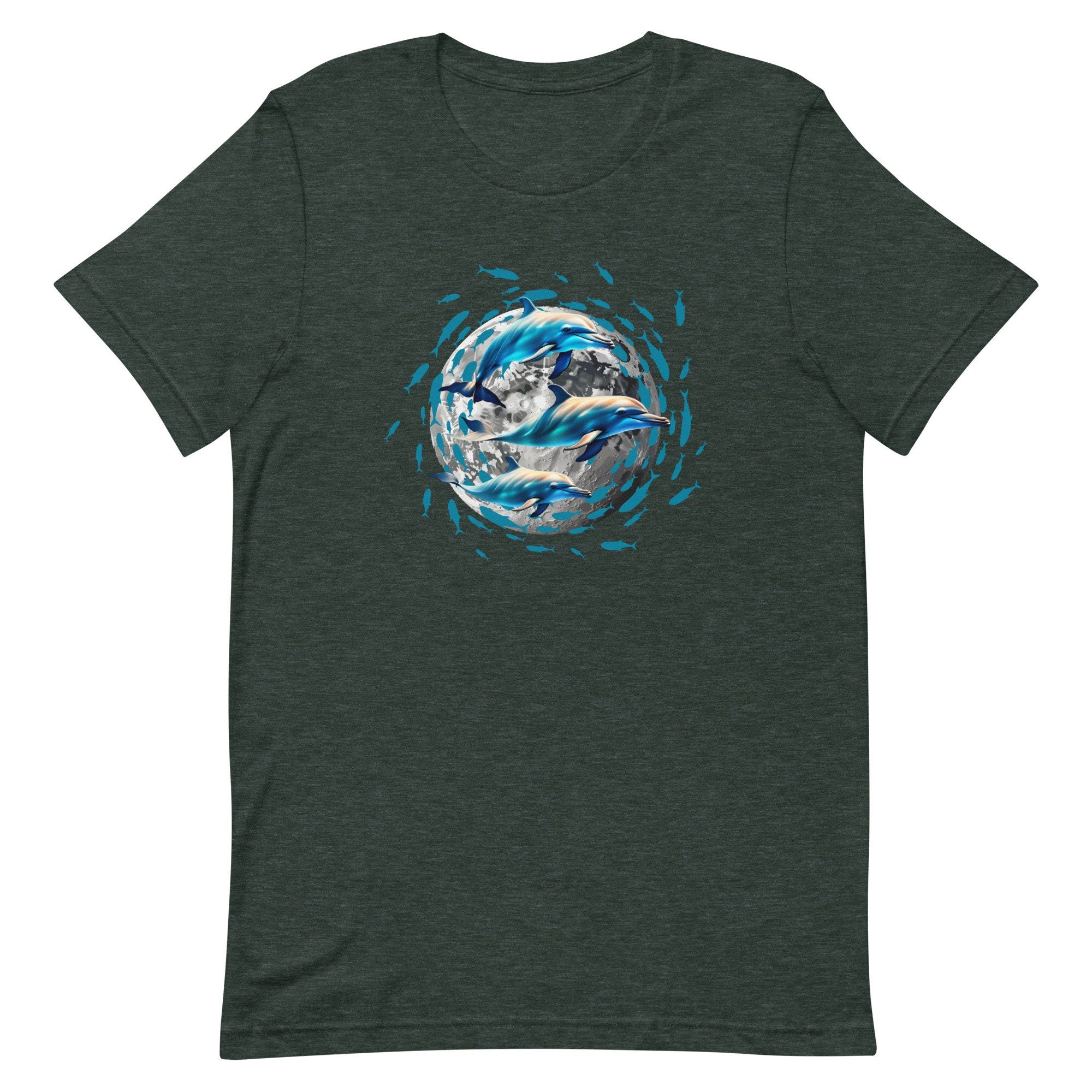 Dolphin Moon T-Shirt: Ocean Lover Gift, Unisex Tee