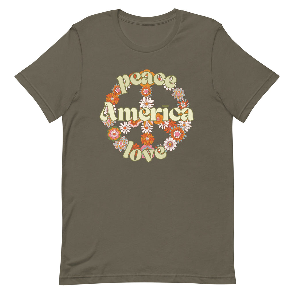 Retro Peace Sign America T-Shirt: Groovy American Tee