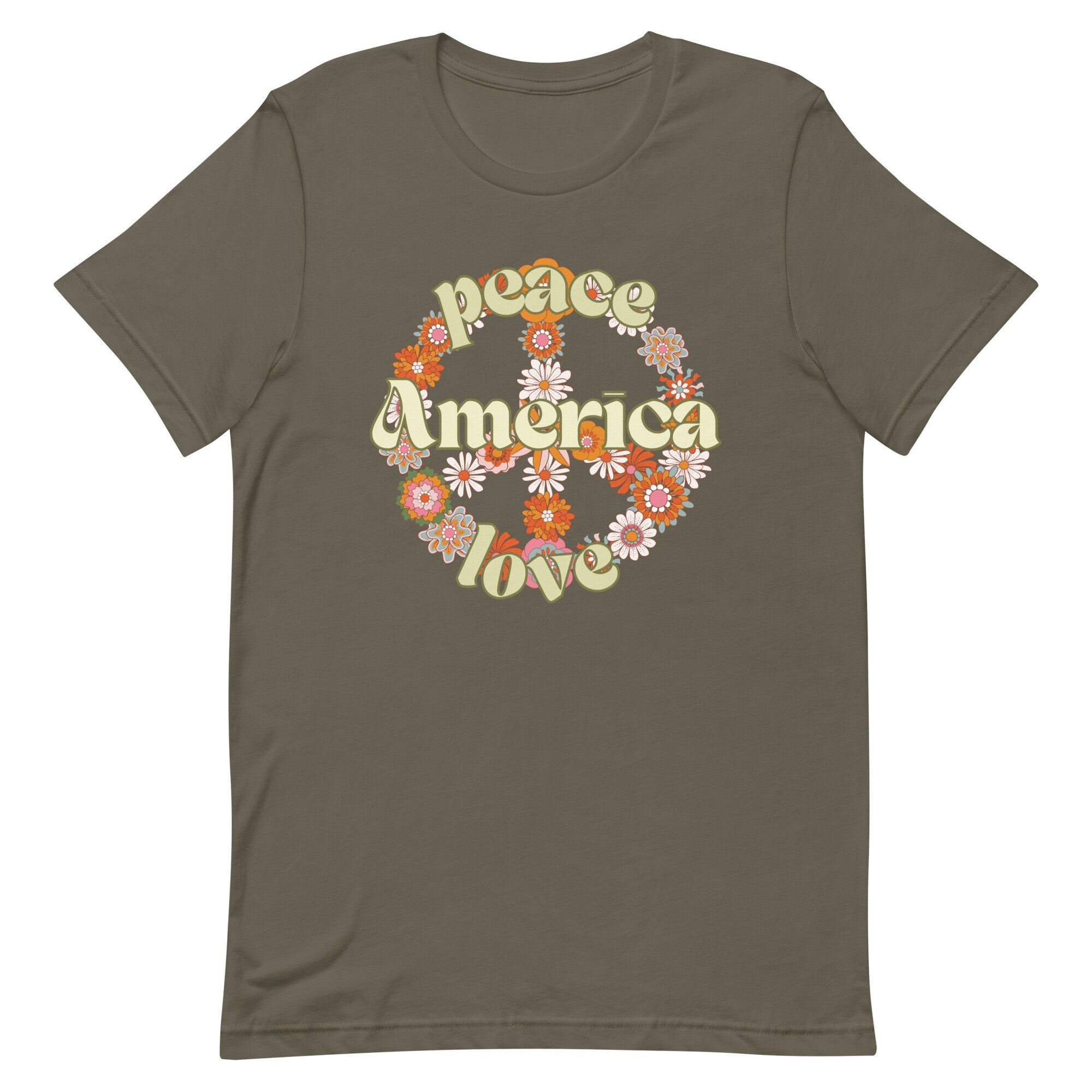 Retro Peace Sign America T-Shirt: Groovy American Tee