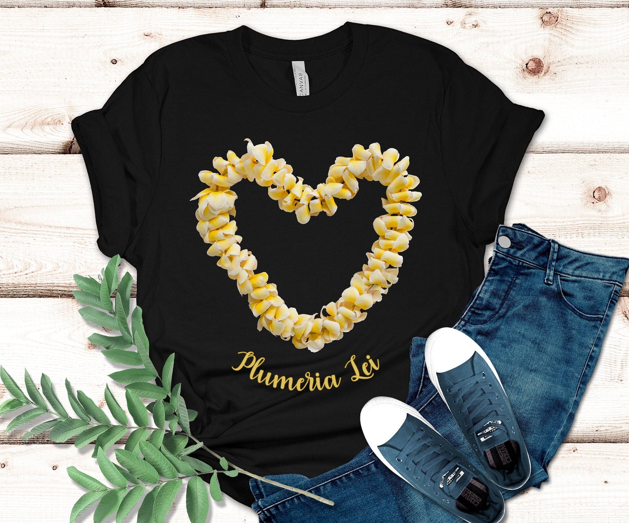 Plumeria Lei Shirt: Hawaii Flower Tee, Tropical Gift for plumeria lover Hawaii lover tee
