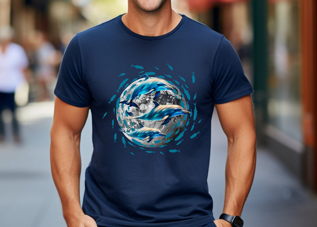 Dolphin Moon T-Shirt: Ocean Lover Gift, Unisex Tee