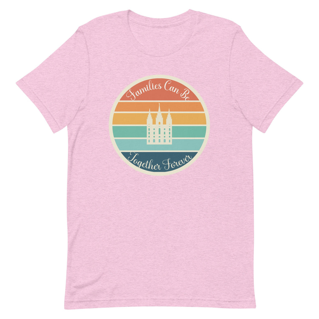 LDS Shirt Retro sunset LDS Temple Families Can Be Together Forever t-shirt unisex