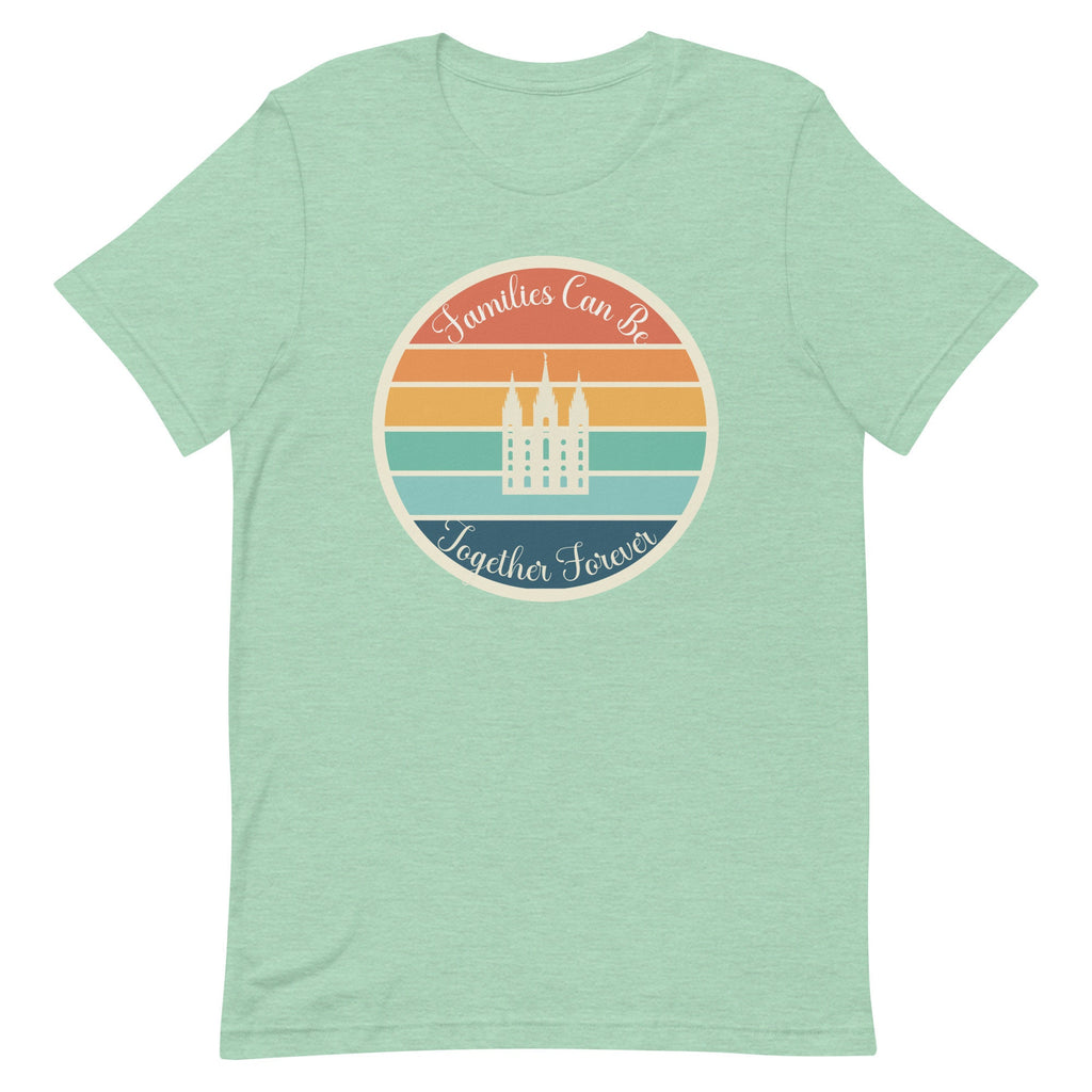 LDS Shirt Retro sunset LDS Temple Families Can Be Together Forever t-shirt unisex