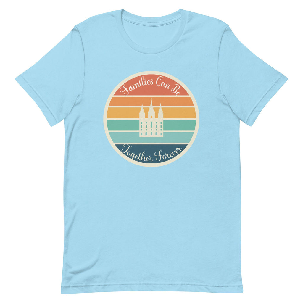 LDS Shirt Retro sunset LDS Temple Families Can Be Together Forever t-shirt unisex