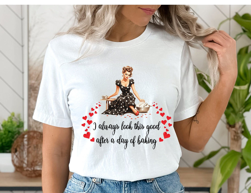 Retro 50s Housewife Valentine's Day T-Shirt, Baking Tee