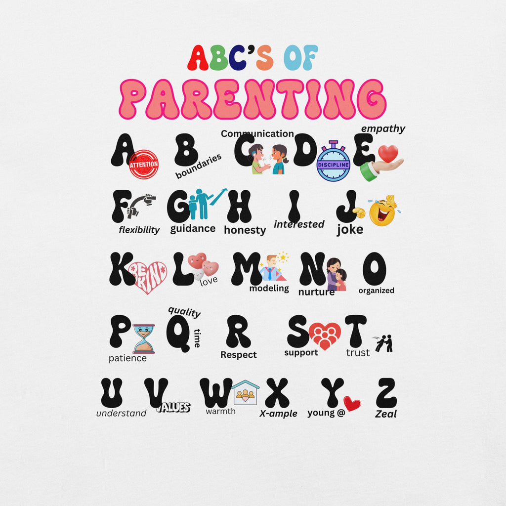 Parenting Shirt Alphabet T-Shirt: ABCs of Parenting, New Parent Gift