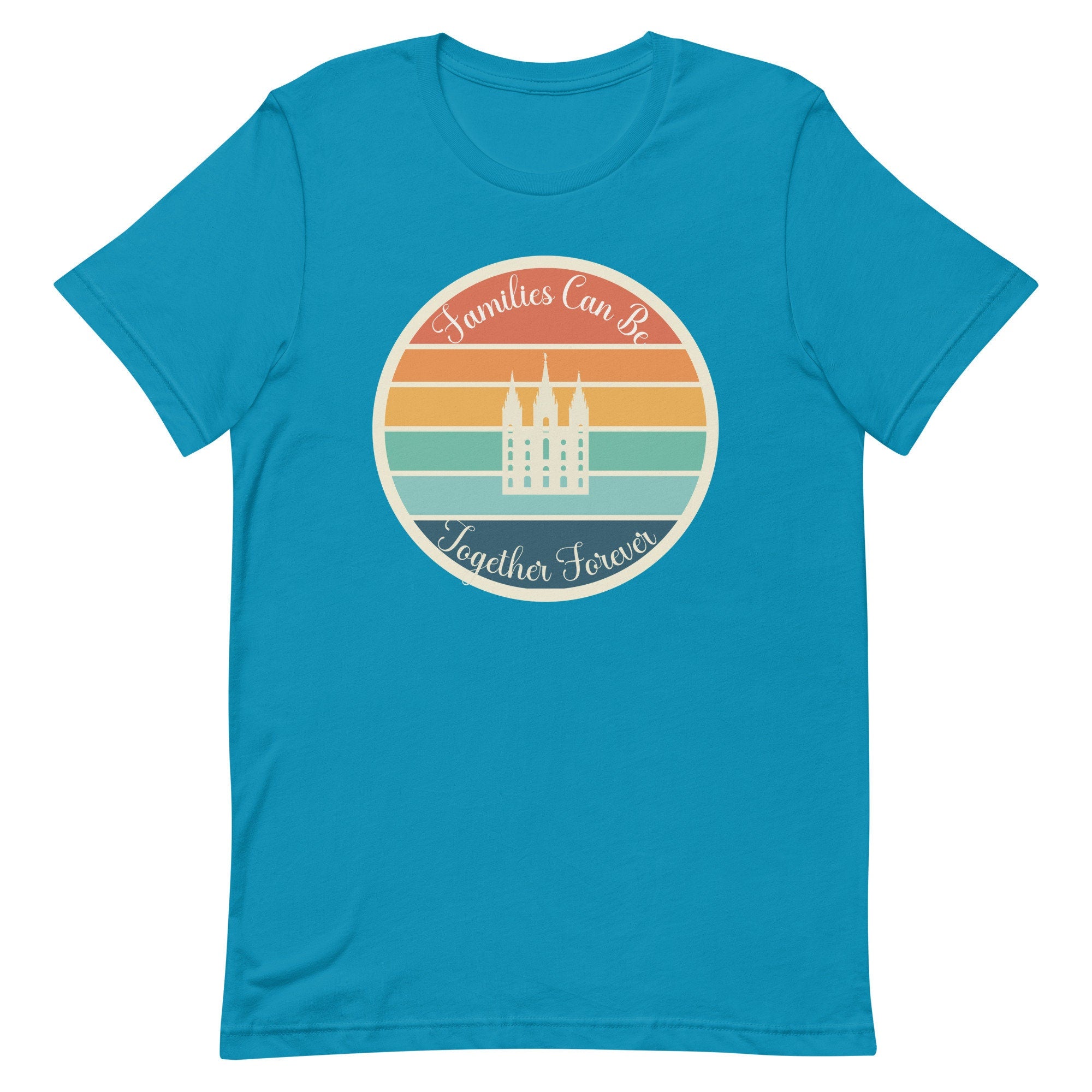 LDS Shirt Retro sunset LDS Temple Families Can Be Together Forever t-shirt unisex