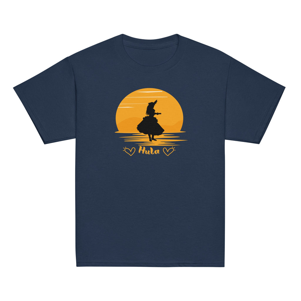 Youth Hula Sunset Shirt: Retro Hawaii Hula Dancer Tee