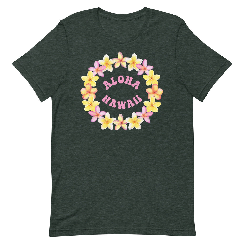 Plumeria Lei T-Shirt: Aloha Hawaii Tropical Flower Tee
