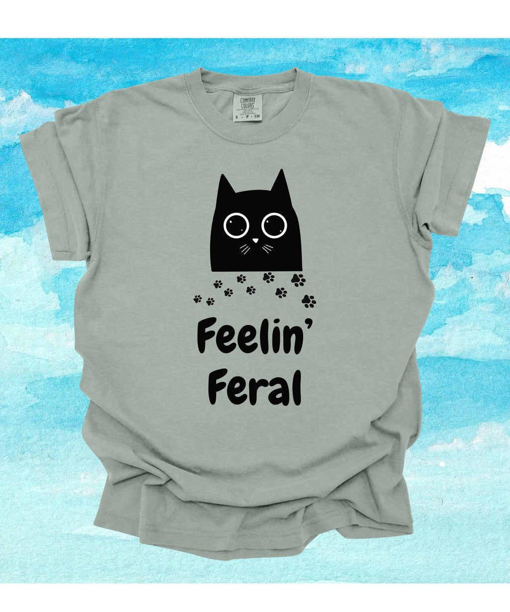 Funny Cat Shirt: Feelin' Feral Comfort Colors Tee