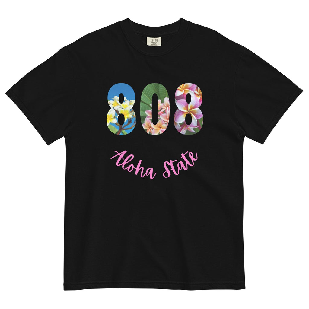 Hawaii T-Shirt: Comfort Colors 808 Aloha State Hawaii Plumeria Flowers, Unisex Cotton Tee