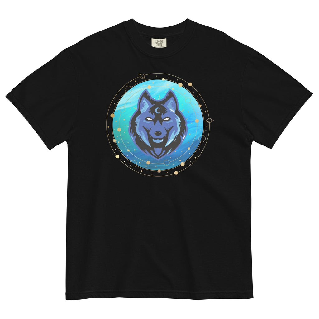 Blue Wolf Comfort Colors T-Shirt: Celestial Design, USA Printed