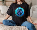 Blue Wolf Comfort Colors T-Shirt: Celestial Design, USA Printed