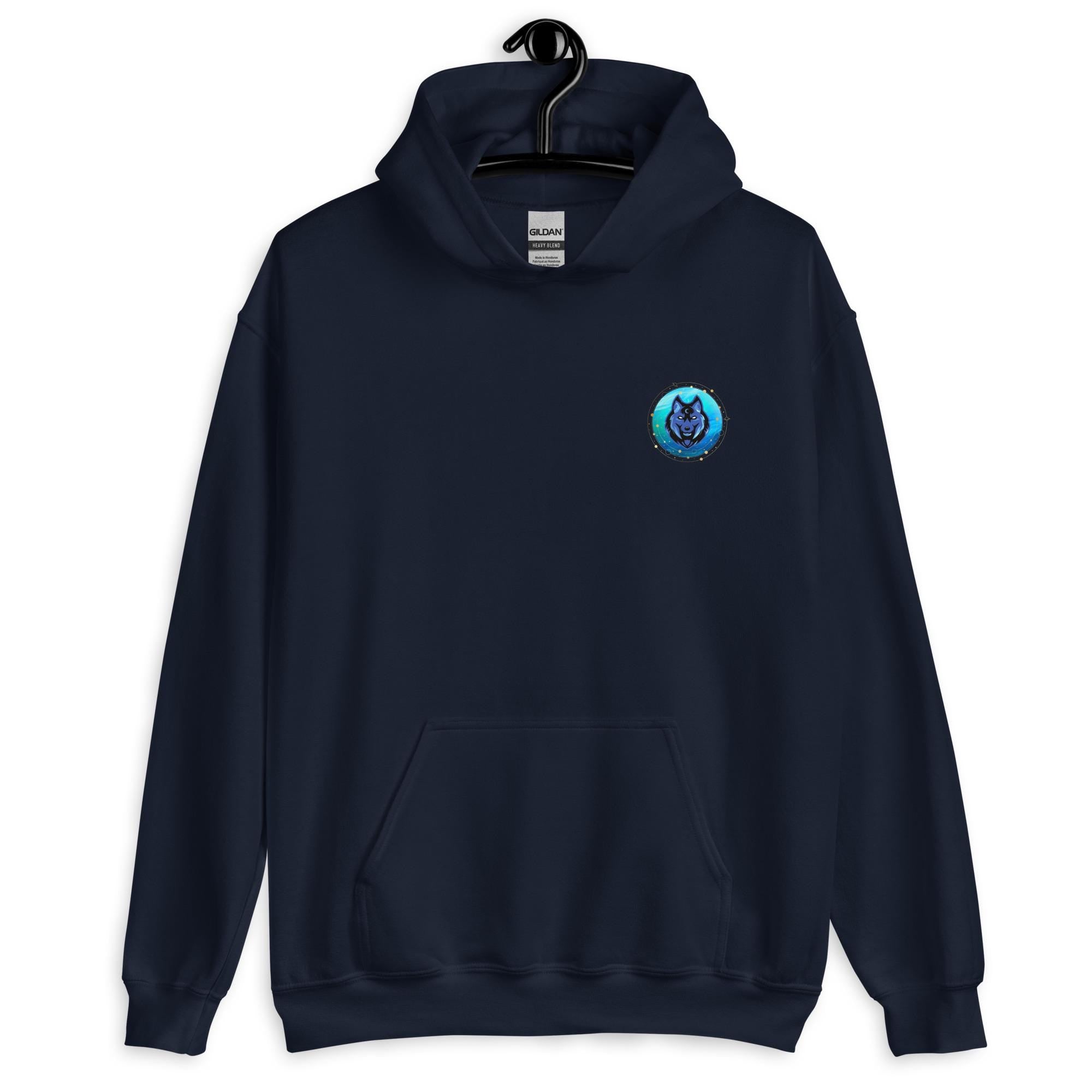 Blue Wolf Graphic Hoodie: USA Printed Unisex Pullover wolf sweatshirt 5X