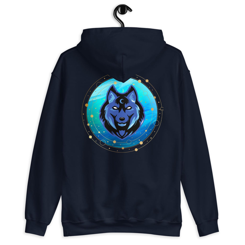 Blue Wolf Graphic Hoodie: USA Printed Unisex Pullover wolf sweatshirt 5X