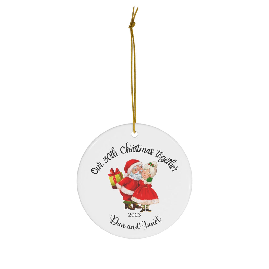 30th Christmas Together Ceramic ornament, Circle, Personalize