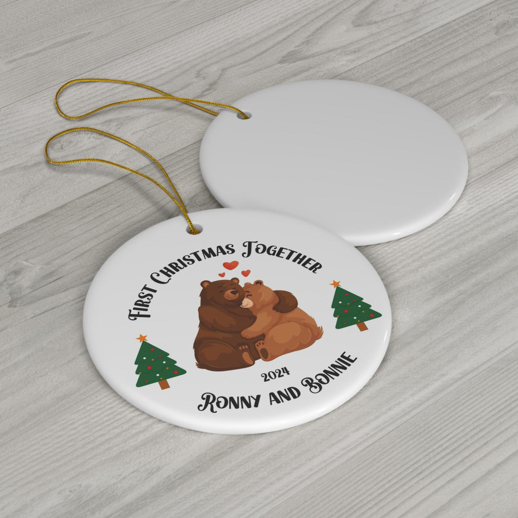 Personalized Christmas ornament, First Christmas Together Ornament, New Couple Custom Ornament Personalized Couple ornament, Bears in love
