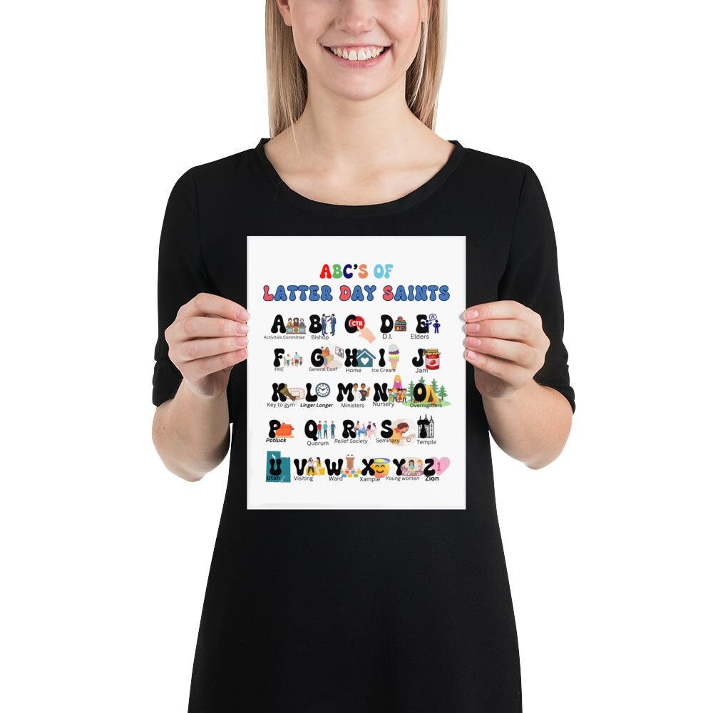 LDS Alphabet Poster, 8x10 poster Latter Day Saints gift, ABCs of Latter Day Saints poster