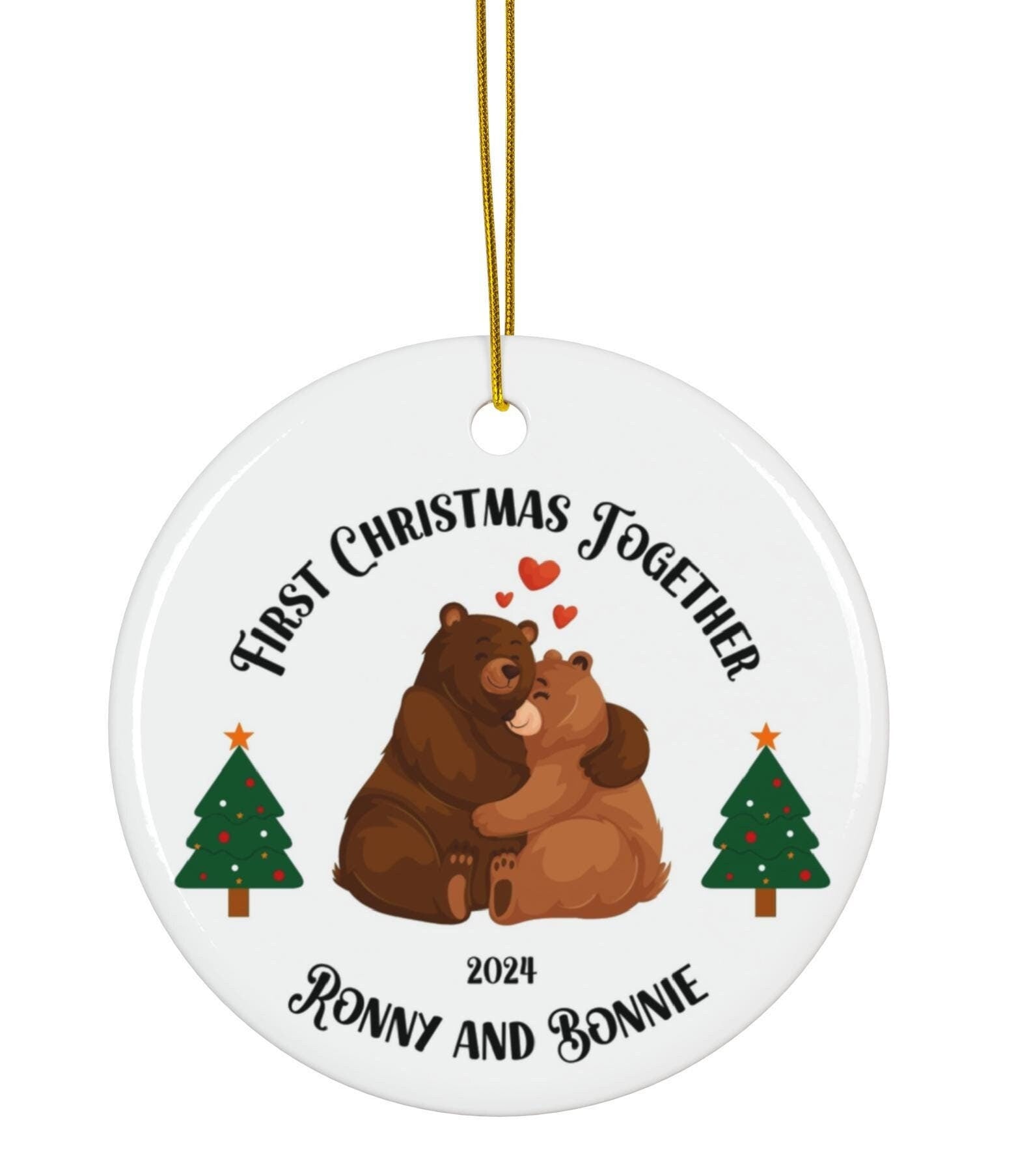Personalized Christmas ornament, First Christmas Together Ornament, New Couple Custom Ornament Personalized Couple ornament, Bears in love