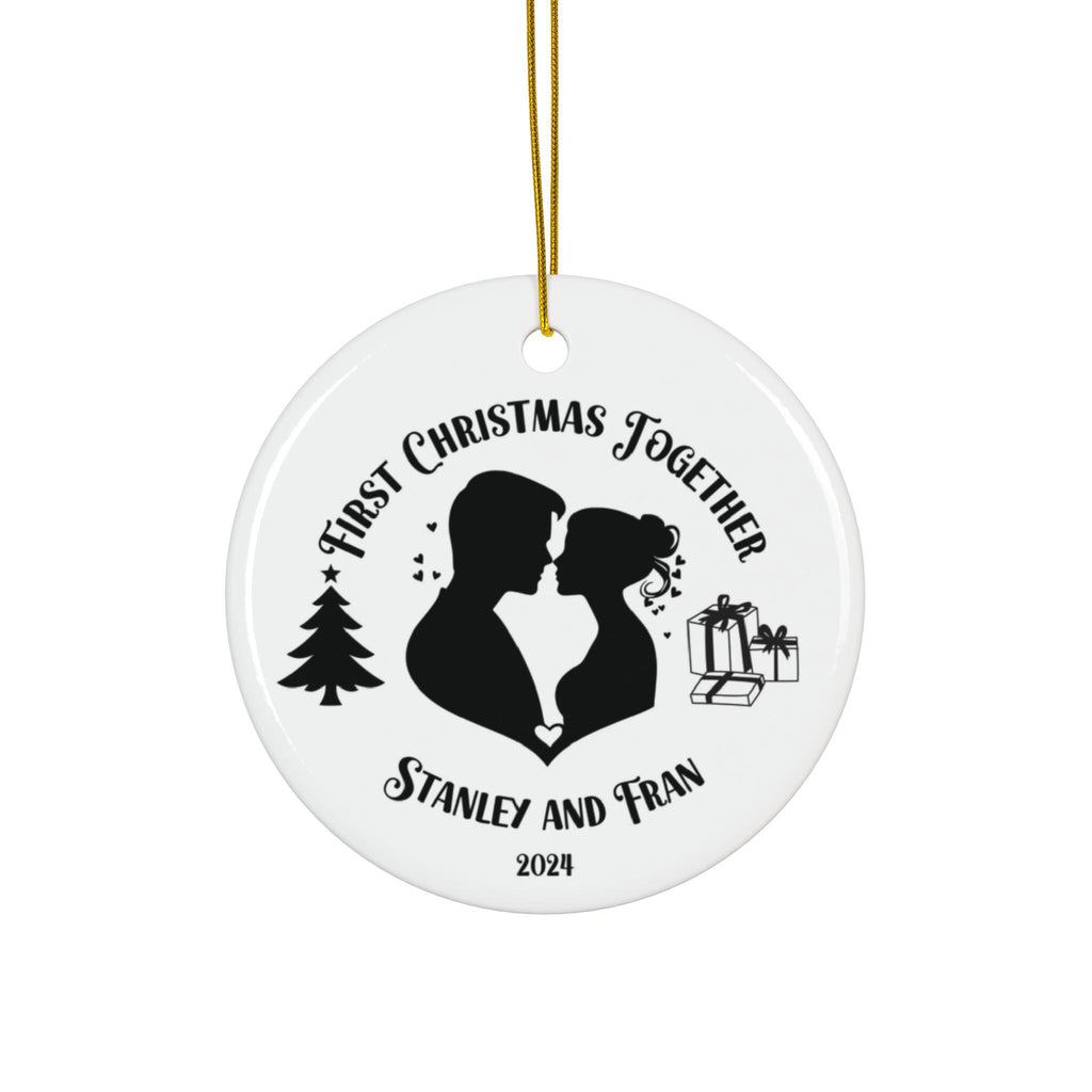 Personalized First Christmas Together Ornament, Custom First Christmas Together ceramic ornament, Personalized black  white ornament couple