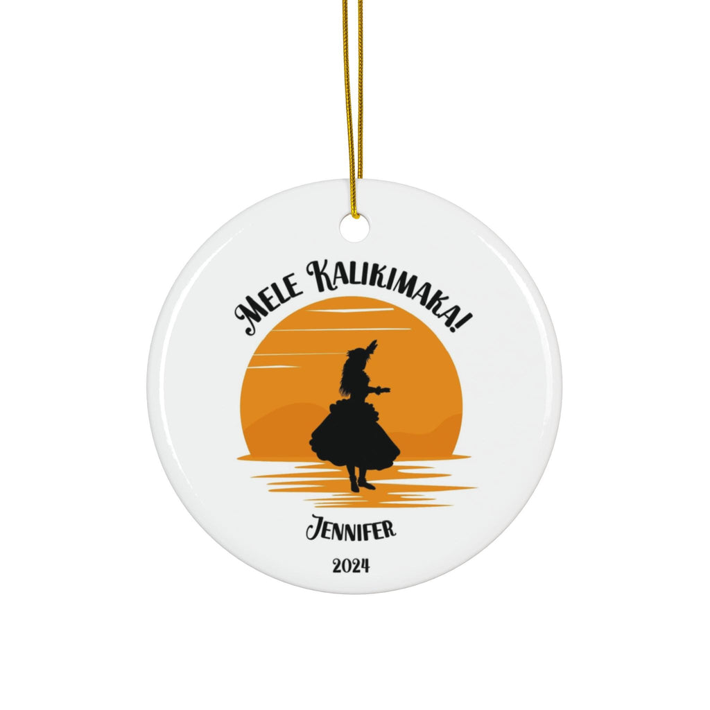 Personalized Hawaiian Ornament, Custom Hula dancer ornament, Personalized Mele Kalikimaka ornament, Hawaii Ceramic Ornament