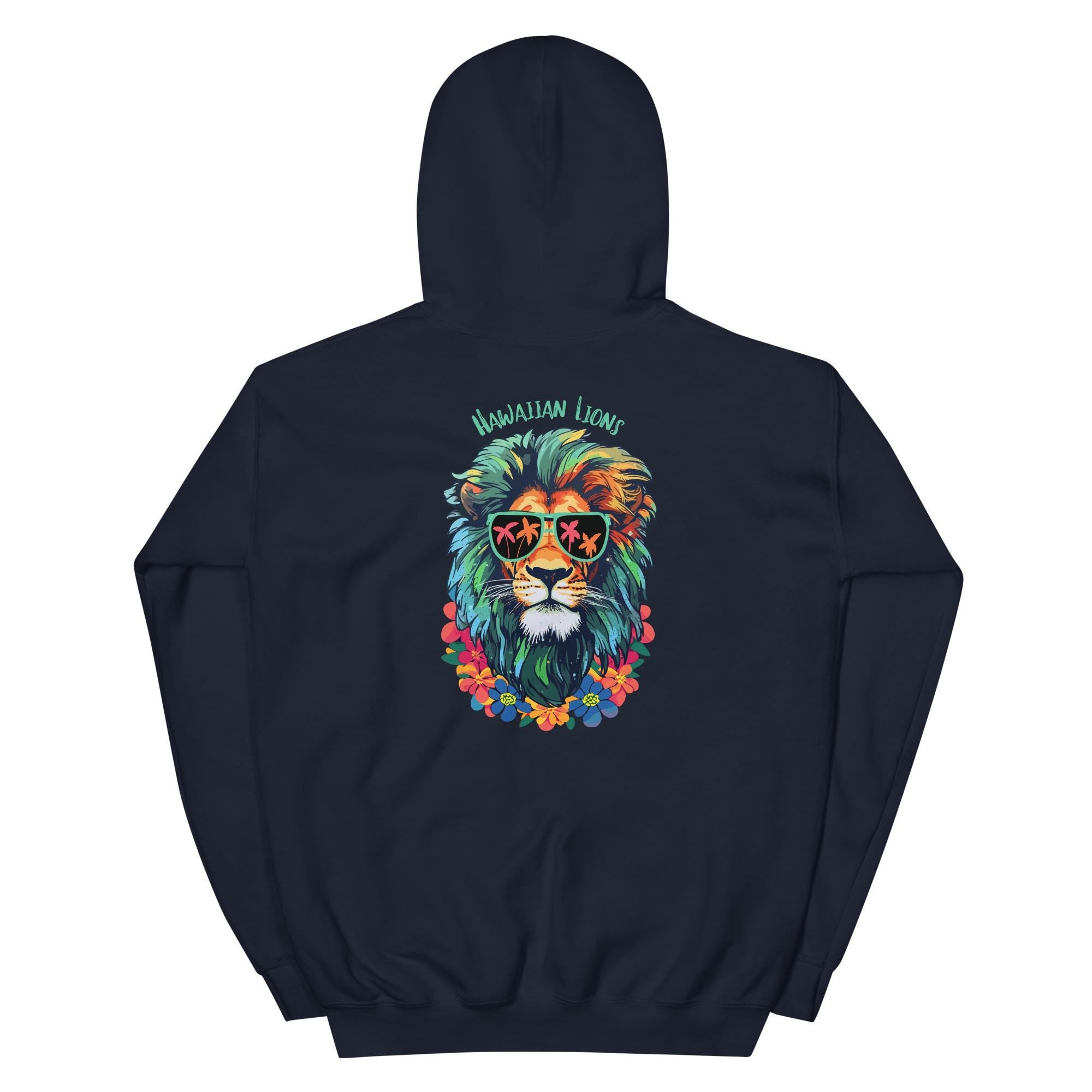Hawaii Lion Hoodie: Floral Lion, Hawaiian Pullover