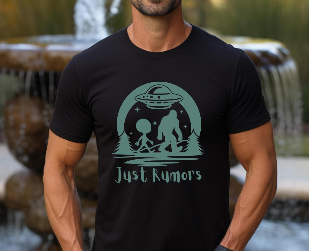 Funny Bigfoot & Alien UFO Shirt: Unisex Cryptid Tee