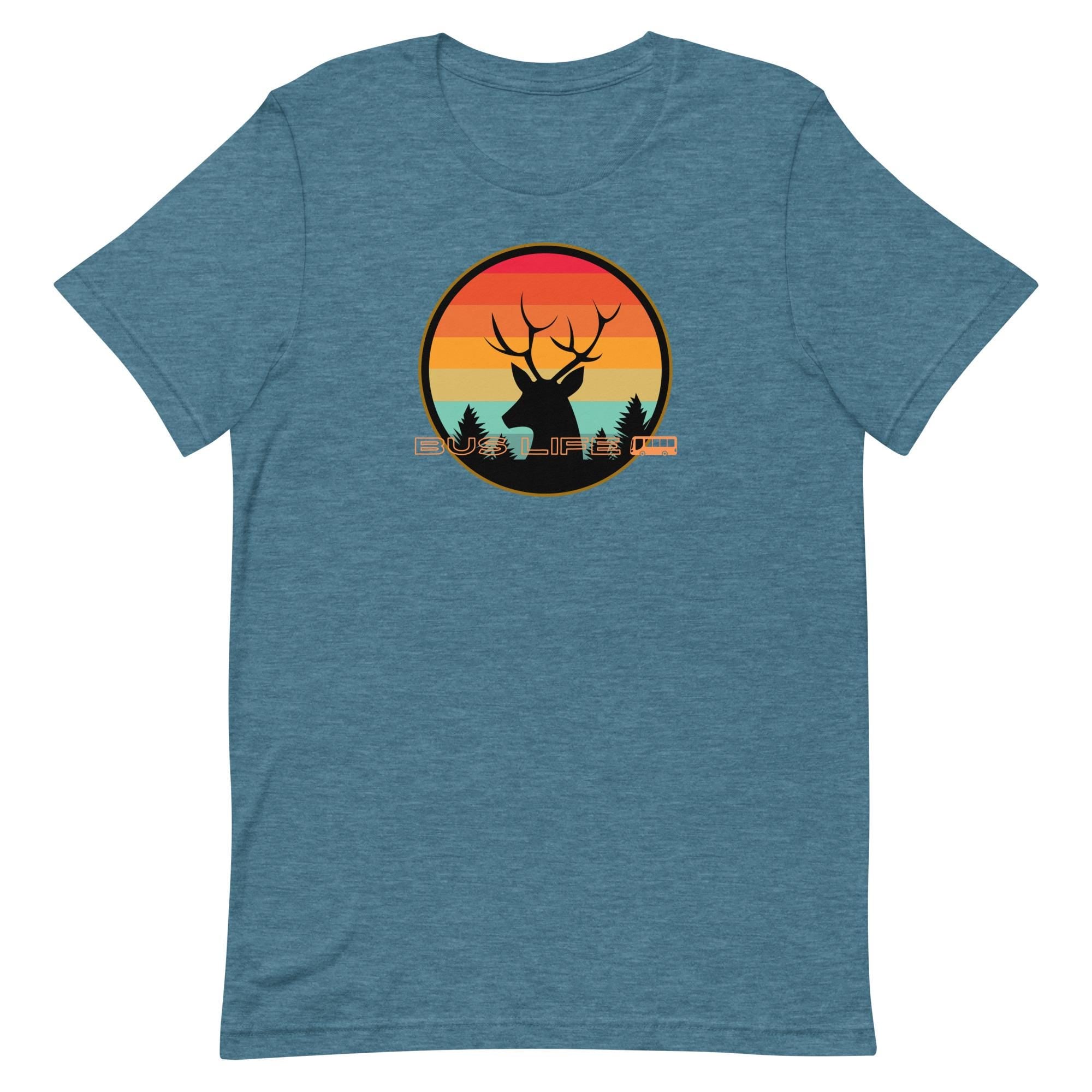 Retro Sunset Deer Bus Life T-Shirt: Nomad Deer Tee