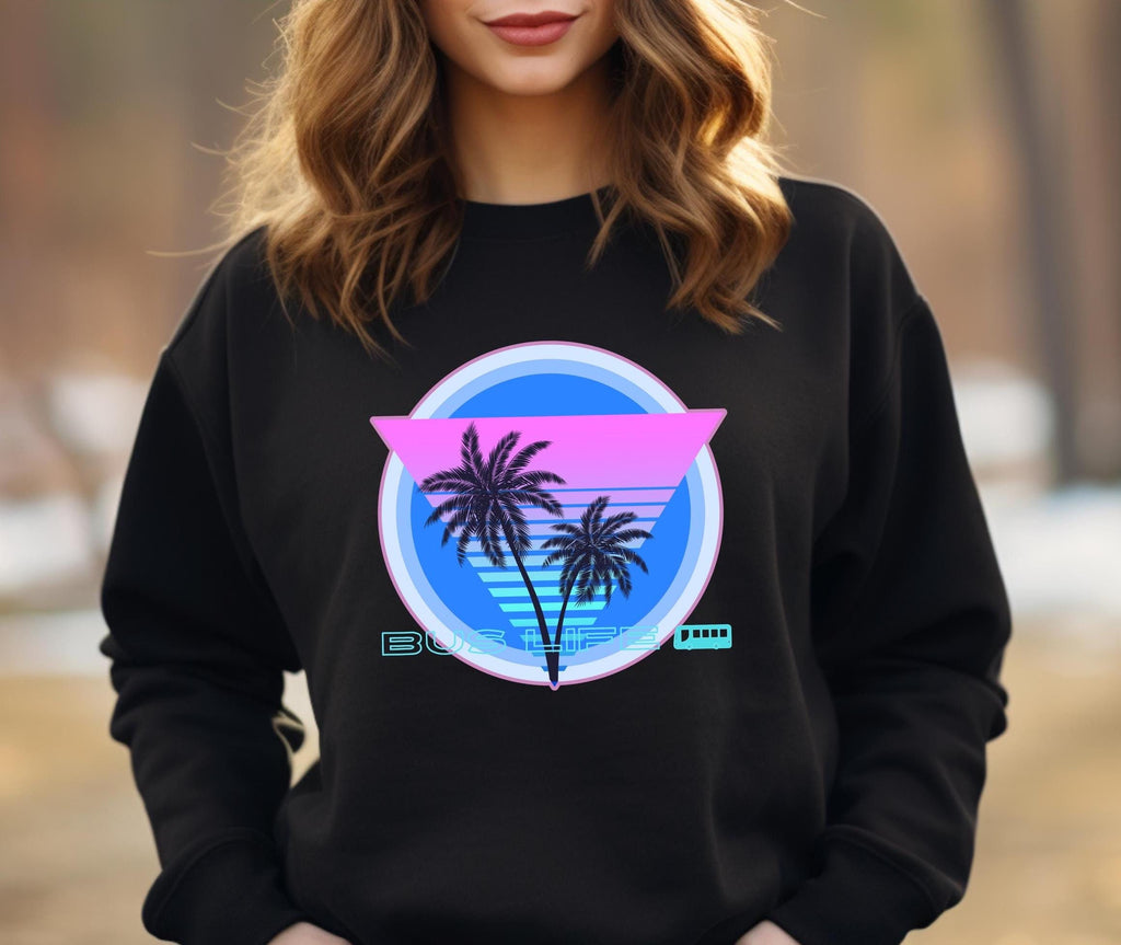 Bus Life Sweatshirt: Pink Palms, Nomad Gift