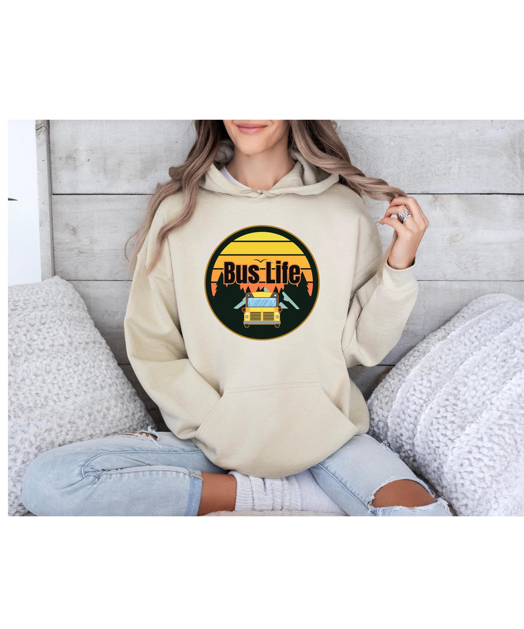 Retro Sunset Bus Life Hoodie - Nomad Gift
