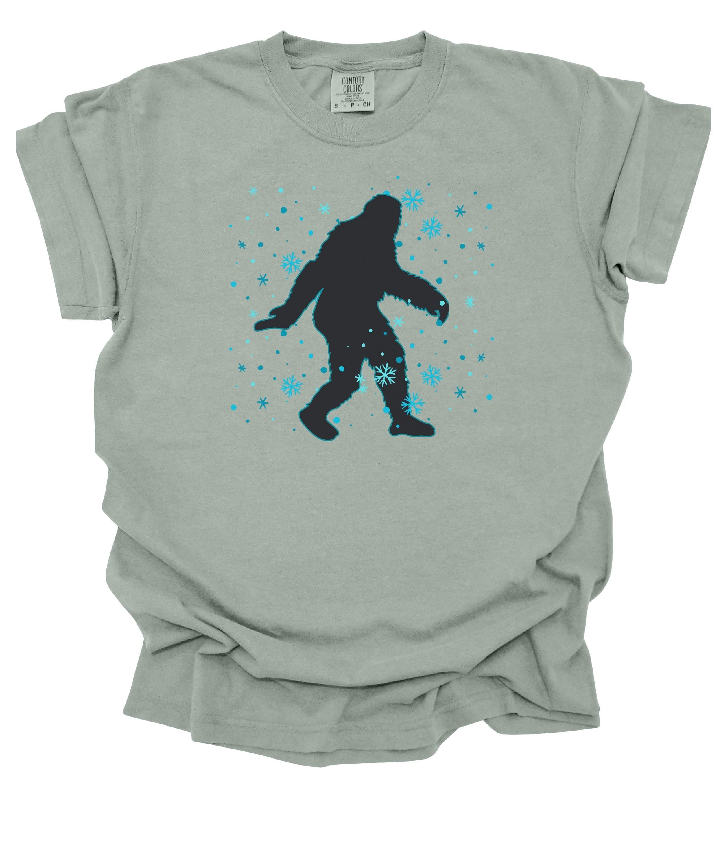 Bigfoot in Snow Shirt: Comfort Colors Winter Tee