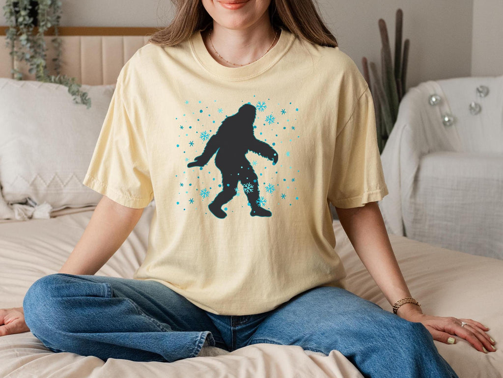 Bigfoot in Snow Shirt: Comfort Colors Winter Tee