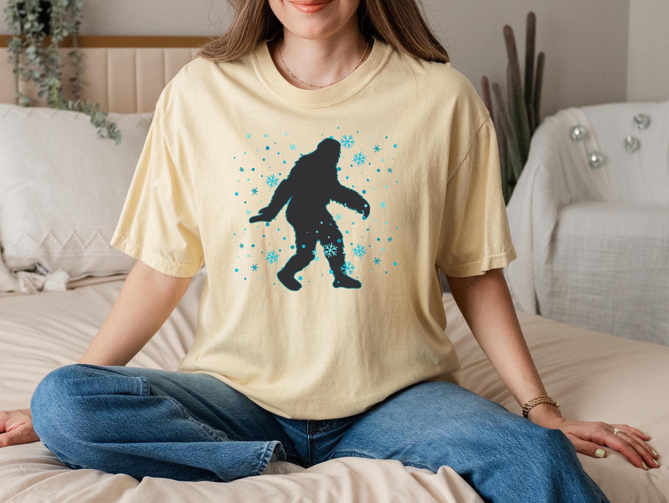 Bigfoot in Snow Shirt: Comfort Colors Winter Tee