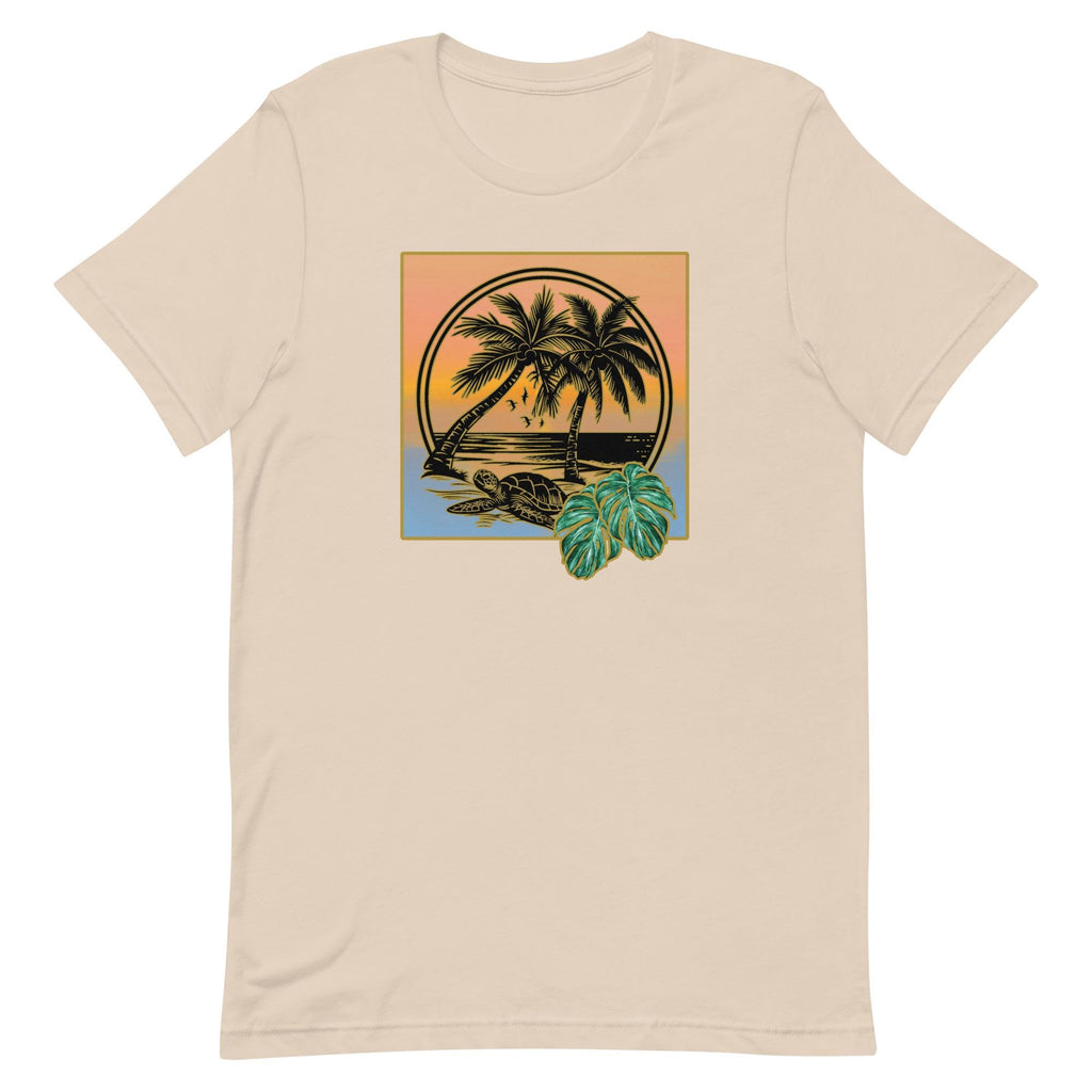Tropical Turtle T-Shirt: Palms & Monstera Leaves, Hawaii Gift
