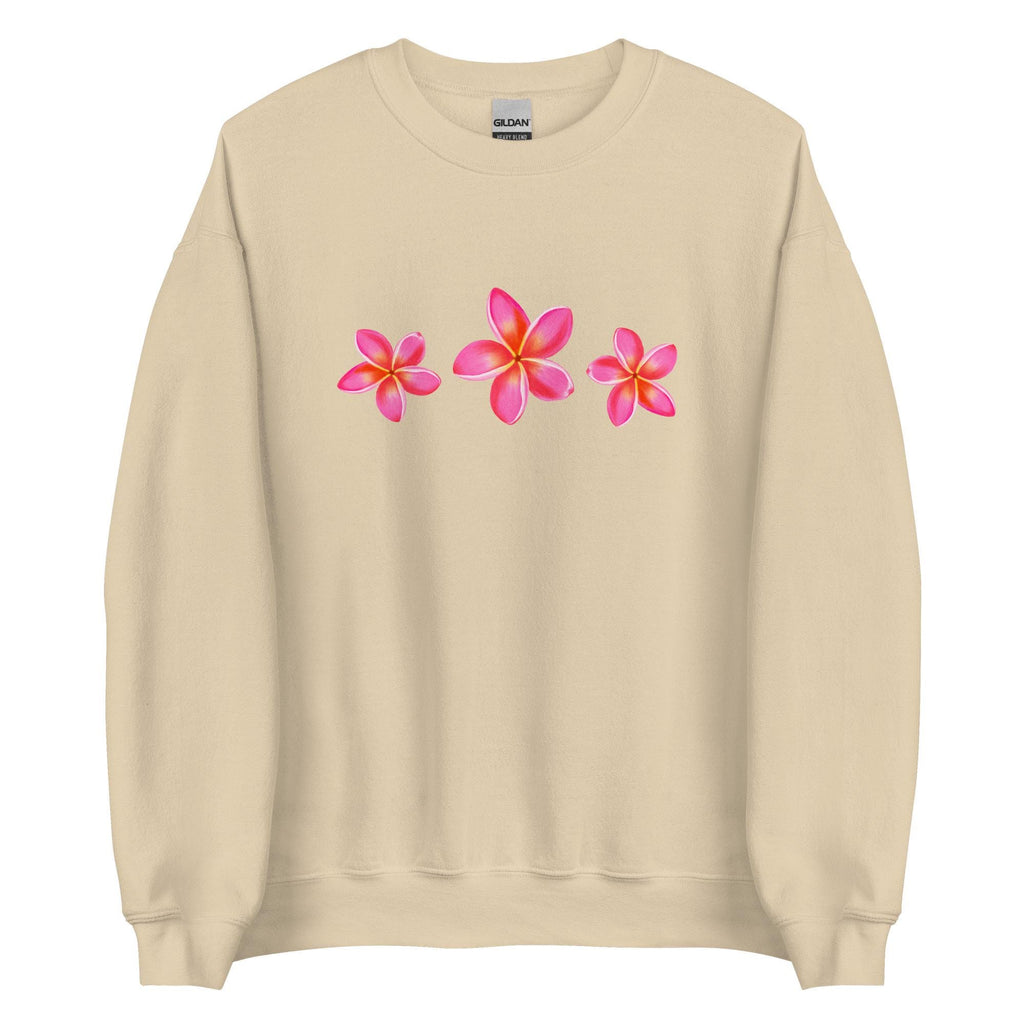 Pink Plumeria Sweatshirt: Tropical Flower Graphic, Hawaii Gift
