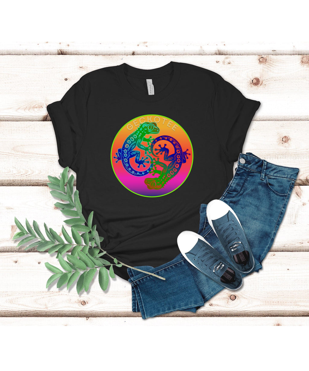 Yin Yang Gecko T-shirt: Colorful Lizard Design, Tropical Gift