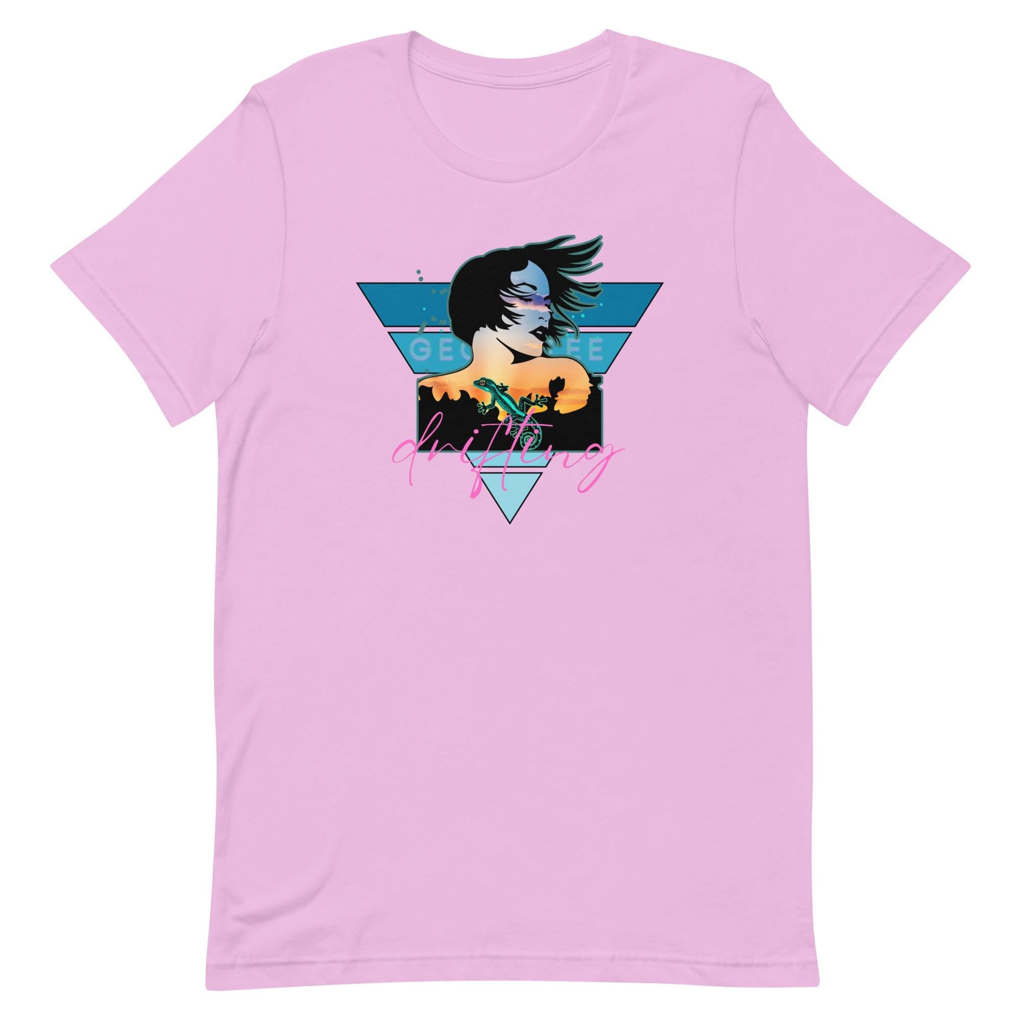 Retro Gecko T-Shirt: Artistic Woman & Lizard Design