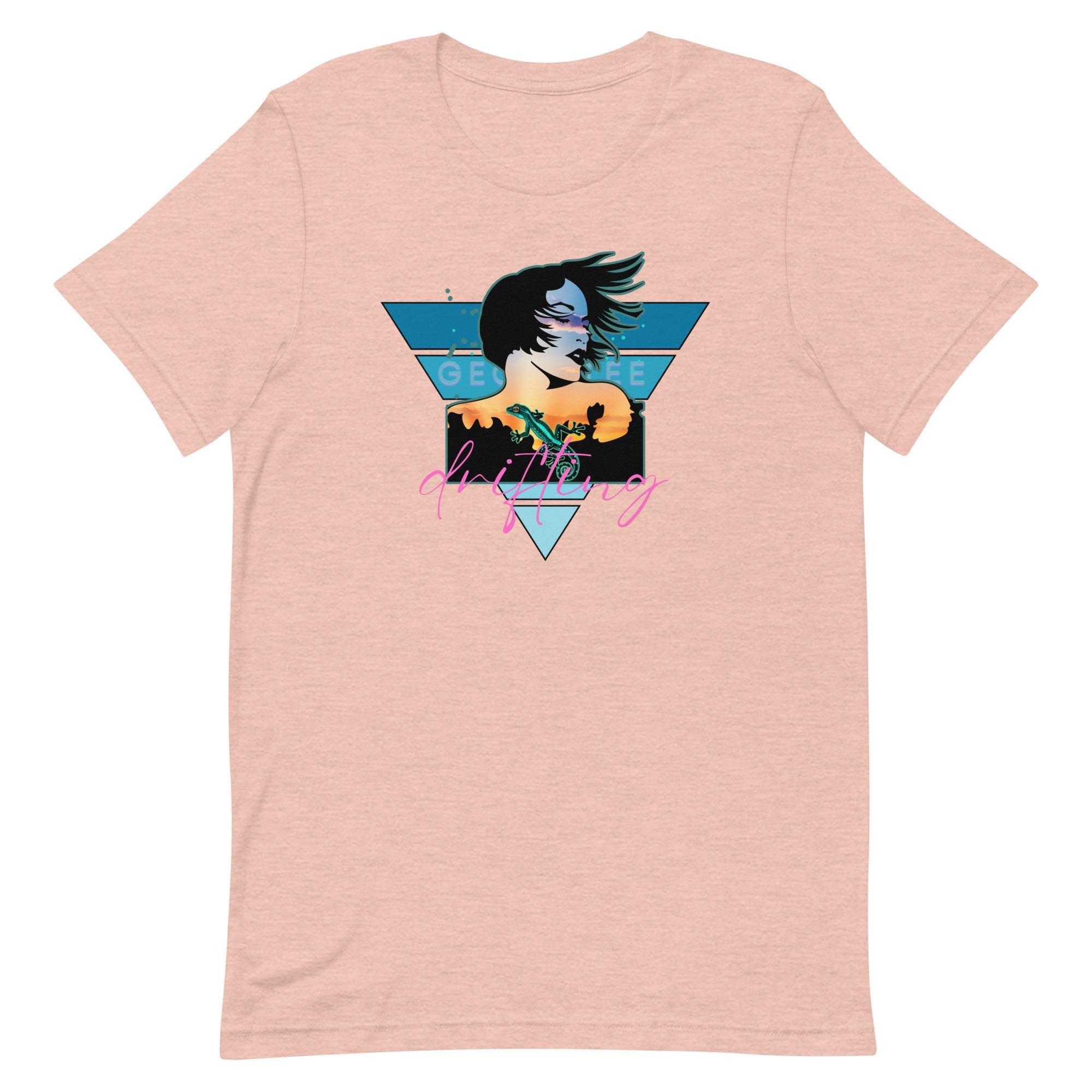 Retro Gecko T-Shirt: Artistic Woman & Lizard Design