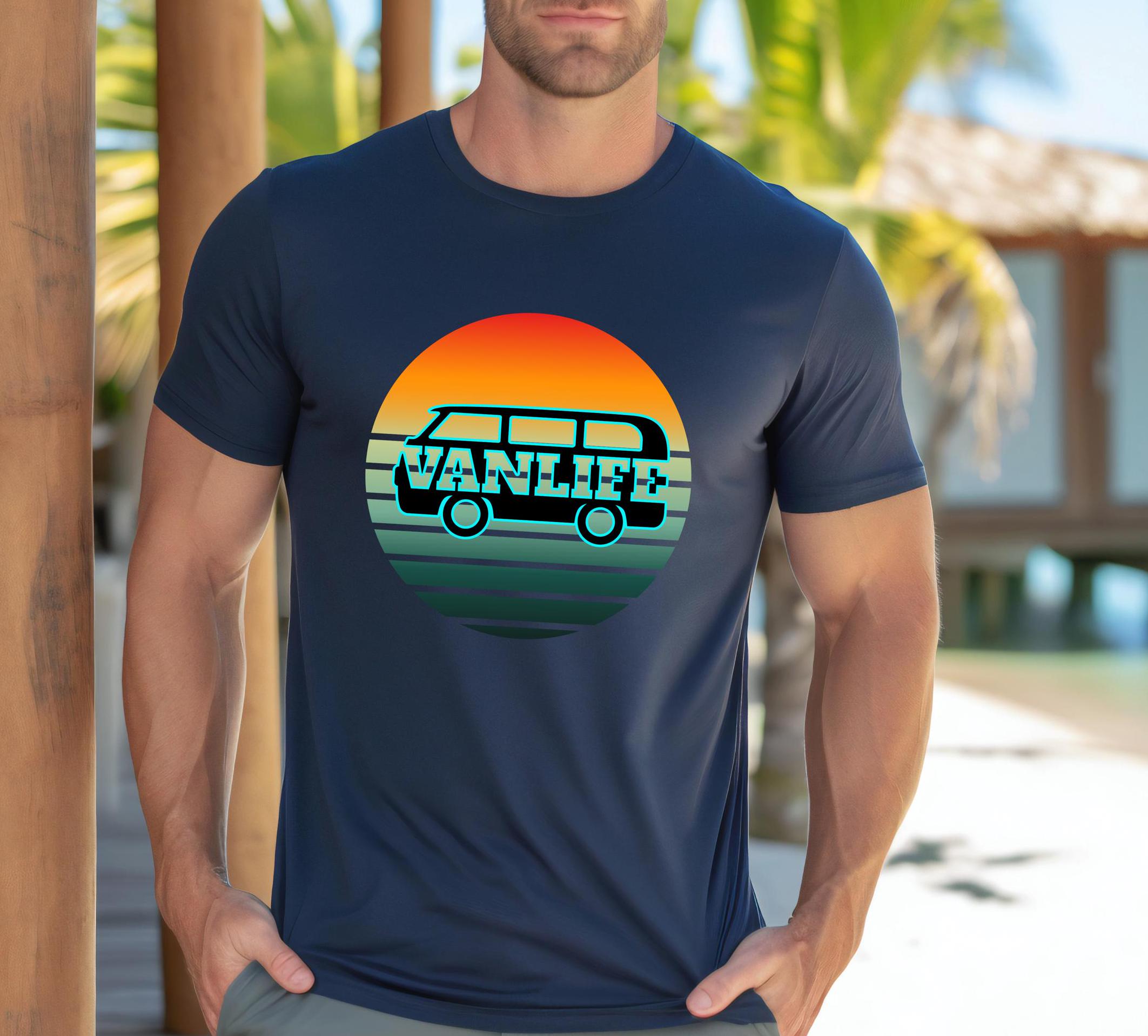 Retro Sunset Van Life T-Shirt: Nomad Couple Gift