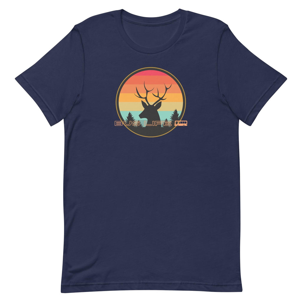 Retro Sunset Deer Bus Life T-Shirt: Nomad Deer Tee
