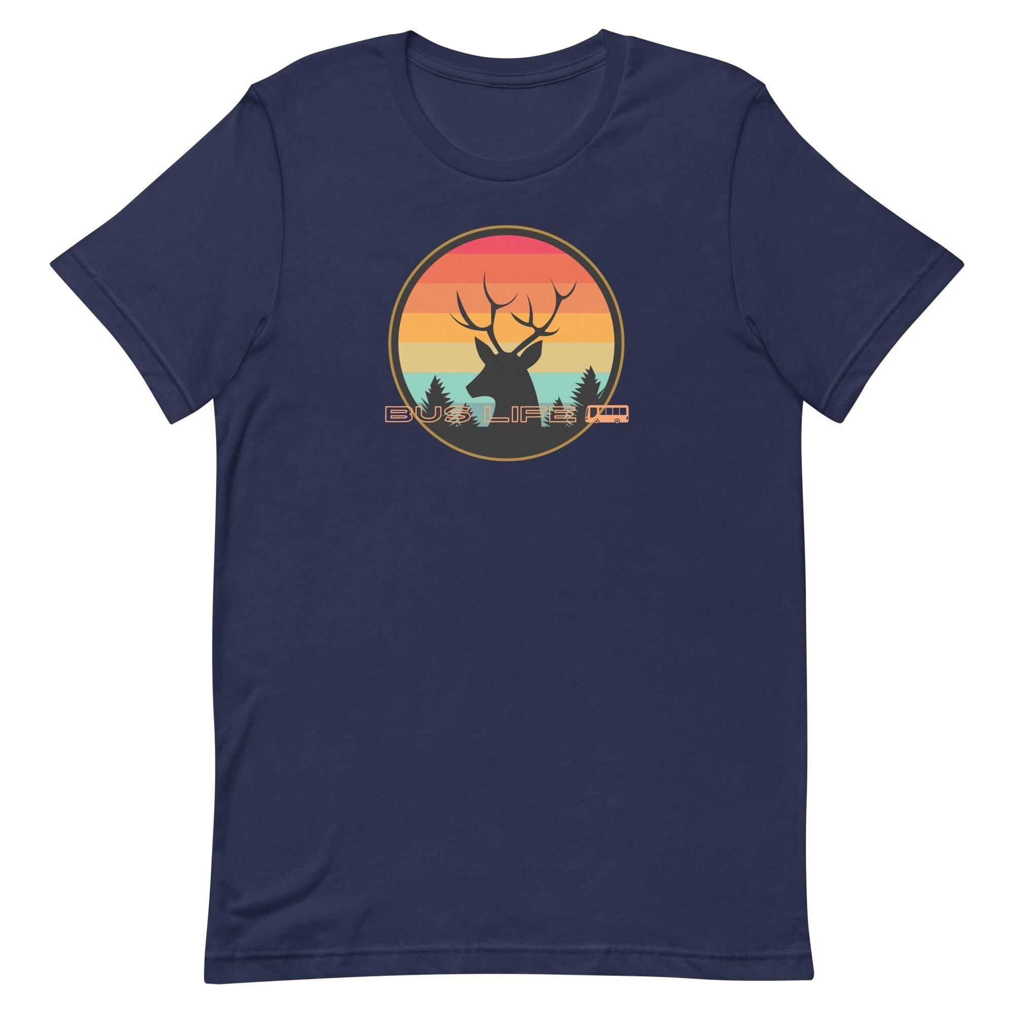 Retro Sunset Deer Bus Life T-Shirt: Nomad Deer Tee
