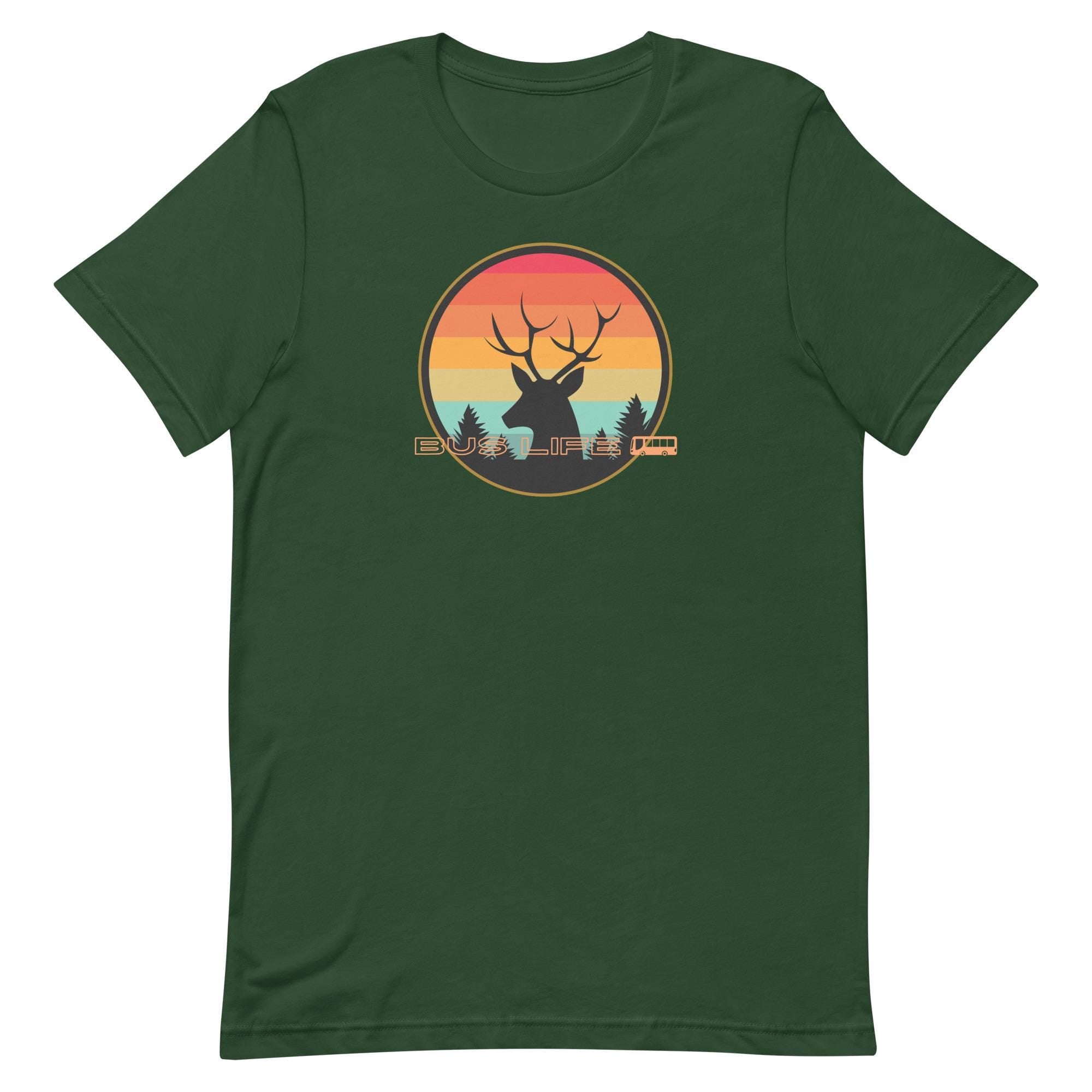 Retro Sunset Deer Bus Life T-Shirt: Nomad Deer Tee