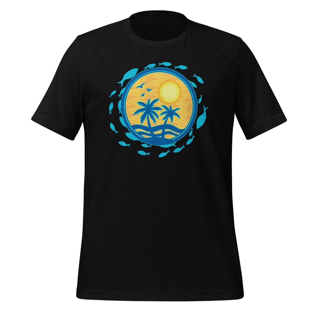 Tropical Sun & Fish Graphic T-Shirt: Hawaii Beach Tee